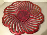 Vintage Occupied Japan  1940s Artistic Marini Red Enamel Metal Reticulated Tray Handcrafted  Large also Wall Hanging