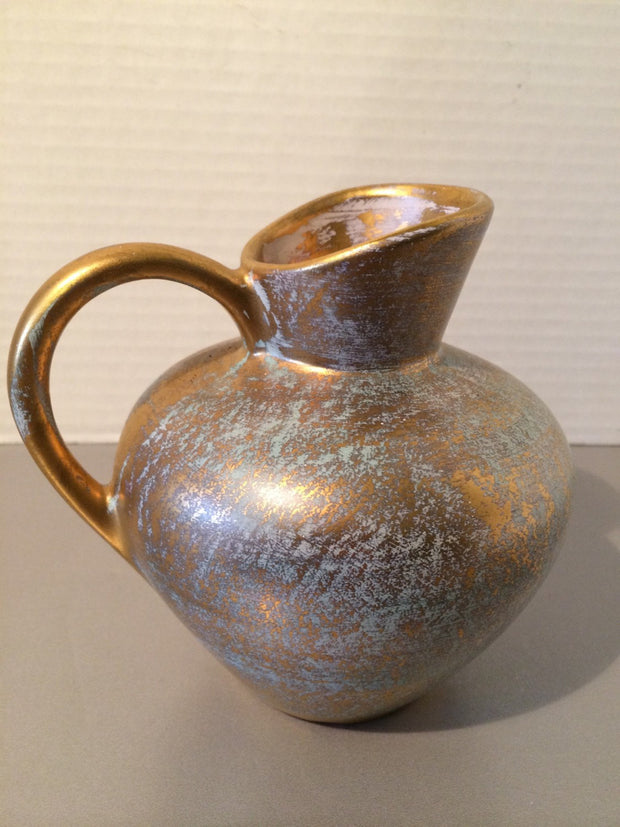 Stangl Antique Gold/Blue Jug w/Handle Collectable Pottery Mid Century 1950s