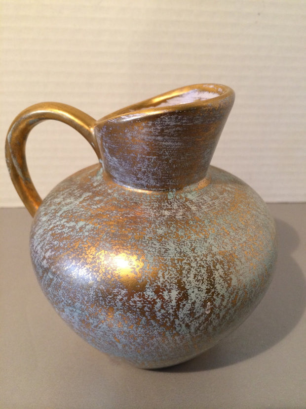 Stangl Antique Gold/Blue Jug w/Handle Collectable Pottery Mid Century 1950s