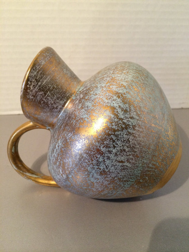 Stangl Antique Gold/Blue Jug w/Handle Collectable Pottery Mid Century 1950s
