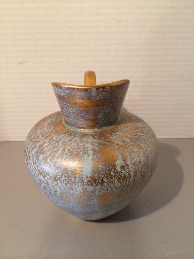 Stangl Antique Gold/Blue Jug w/Handle Collectable Pottery Mid Century Art Decor
