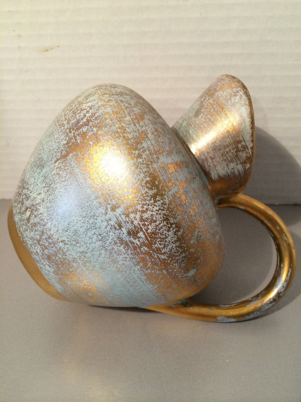 Stangl Antique Gold/Blue Jug w/Handle Collectable Pottery Mid Century Art Decor
