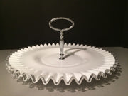 Fenton Vintage Silvercrest LARGE Plate w/Handle 1950s Cookies Cupcakes Cottage Chic