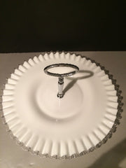 Fenton Vintage Silvercrest LARGE Plate w/Handle 1950s Cookies Cupcakes Cottage Chic