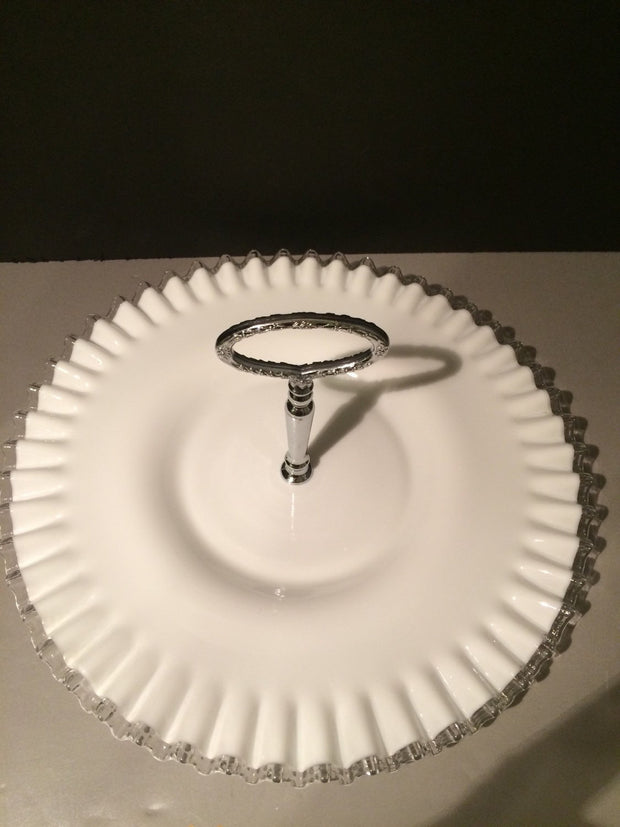 Fenton Vintage Silvercrest Large Plate   with Handle1950s Cookies Cupcakes Cottage Chic