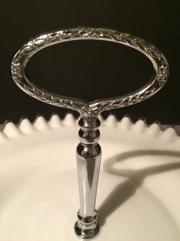 Fenton Vintage Silvercrest Large Plate   with Handle1950s Cookies Cupcakes Cottage Chic