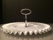 Fenton Vintage Silvercrest LARGE Plate w/Handle 1950s Cookies Cupcakes Cottage Chic