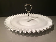 Fenton Vintage Silvercrest Large Plate   with Handle Cookies Cupcakes Cottage Chic Ruffled edge FN211