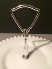 Fenton Small Vintage Silvercrest  Plate with Handle Cookies Cupcakes Cottage Chic 1950s Edition
