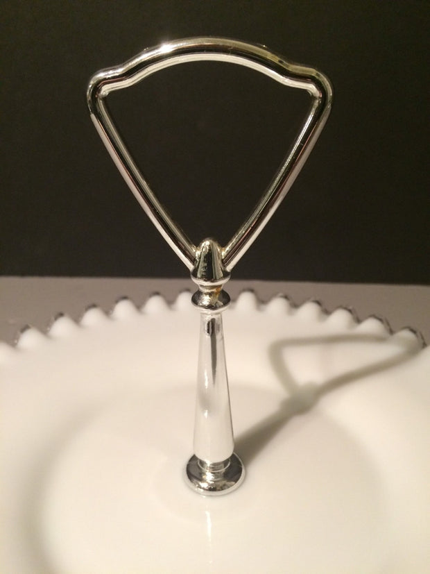 Fenton Small Vintage Silvercrest  Plate with Handle Cookies Cupcakes Cottage Chic 1950s Edition