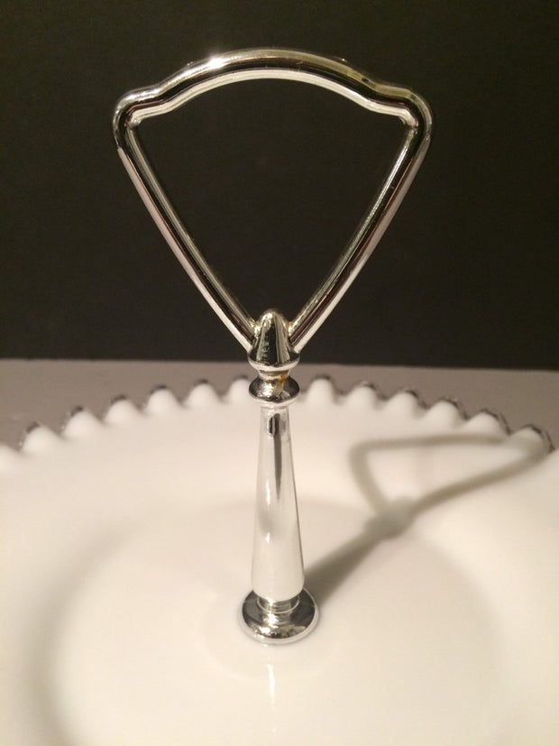 Fenton Small Vintage Silvercrest  Plate with Handle Cookies Cupcakes Cottage Chic 1950s Edition