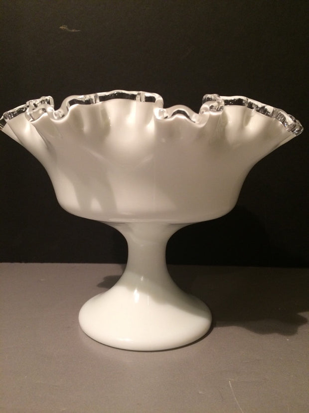 Fenton Silvercrest Ruffled Edge pedestal bowl 1950