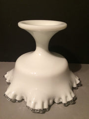 Fenton Silvercrest Ruffled Edge pedestal bowl 1950