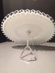 Fenton Small Vintage Silvercrest  Plate with Handle Cookies Cupcakes Cottage Chic 1950s Edition