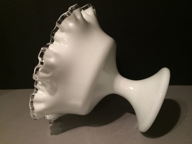Fenton Silvercrest Ruffled Edge pedestal bowl 1950