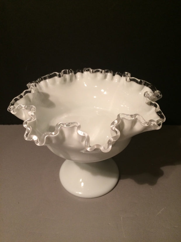 Fenton Silvercrest Ruffled Edge pedestal bowl 1950