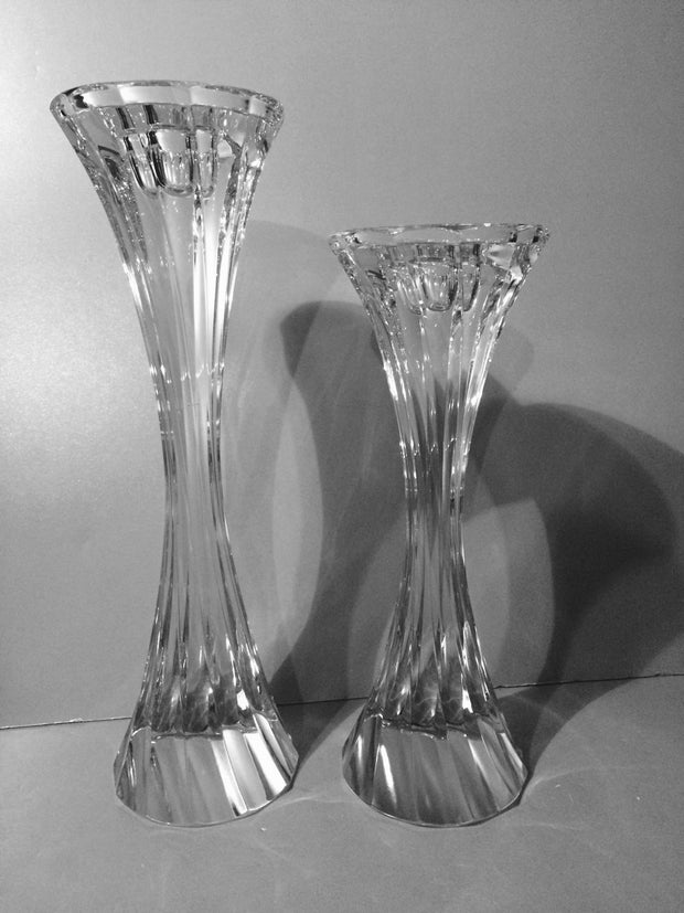 Pair of Solid Twisted Crystal  Candle Holders Heavy
