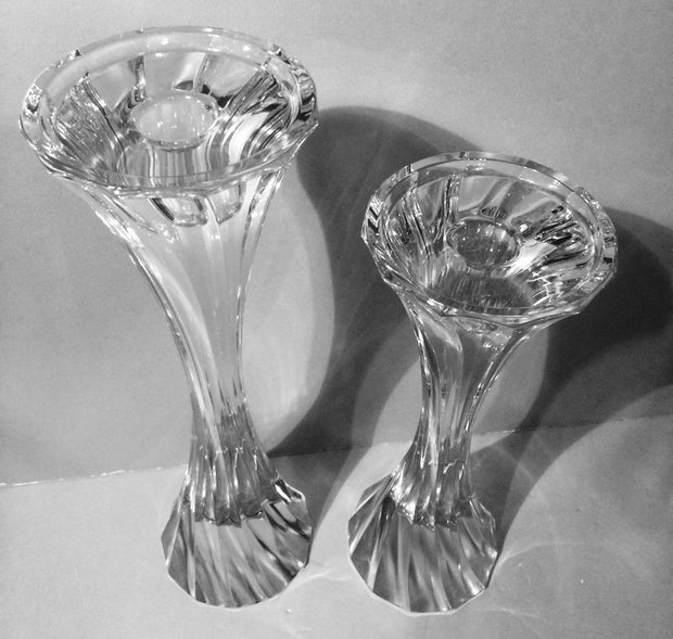 Elegant Heavy Thick Glass Crystal Twisted Tall candleholders centerpiece Mantle Home Decor