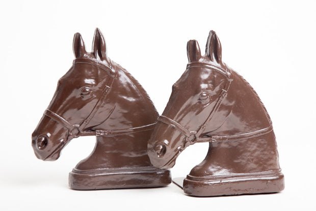 VINTAGE 1940s Syroco Wood  Horse Head BOOKENDS Hand Painted