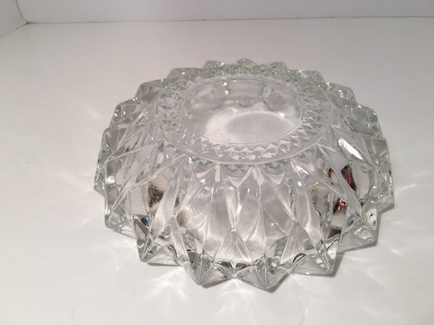 Crystal Diamond Inverted Diamond Edge Candy Dish/Ashtray VINTAGELOVEANTIQUES