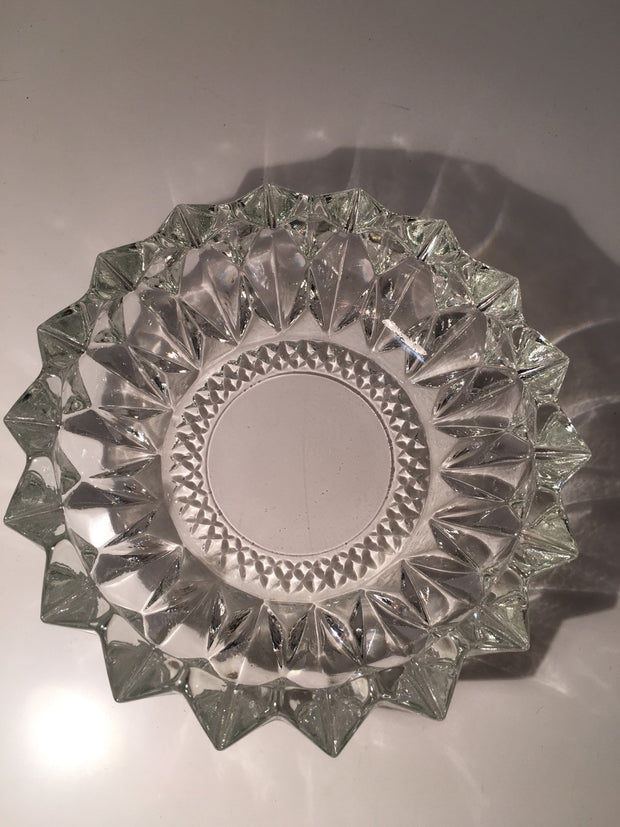 Crystal Diamond Inverted Diamond Edge Candy Dish/Ashtray VINTAGELOVEANTIQUES