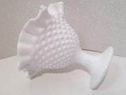 Fenton Vintage Hobnail Ruffled Tall Ribbed Pedestal Bowl Cottage Chic