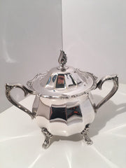 Vintage Rogers Bros. Magic Rose Coffee/Tea Pot Sugar Creamer 3 pc Set Heavy Silver Plate