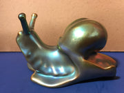 Vintage Zsolnay Eosin Green Hungarian Iridescent Porcelain Hand-painted Snail Set