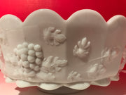Round Milk Glass Vintage Bowl Paneled Grape by WestMoreland MCM
