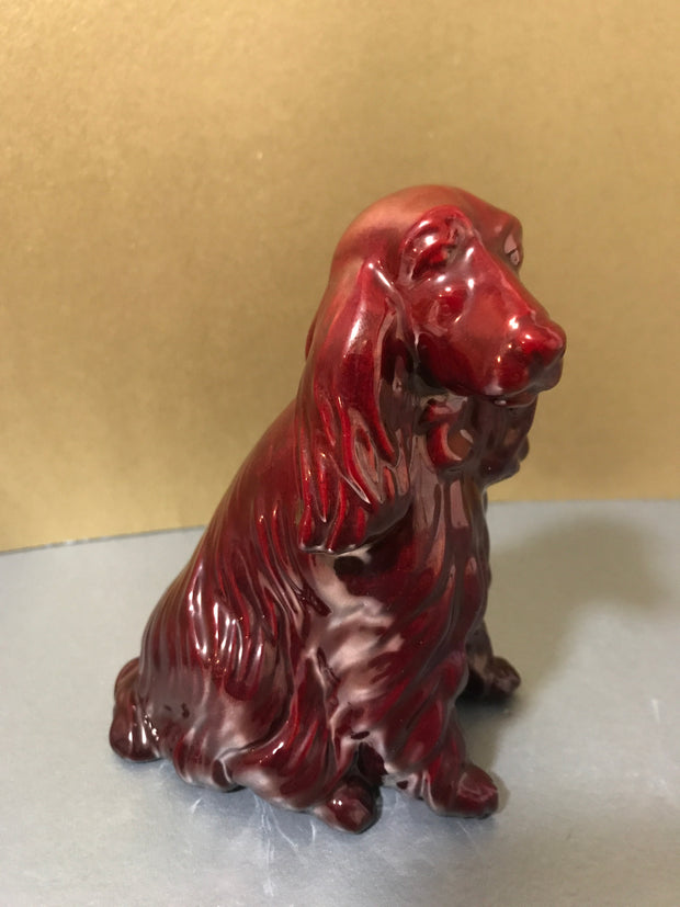 Zsolnay Eosin Porcelain Spaniel Dog Figurine Red Iridescent