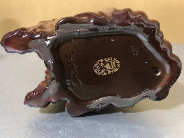Zsolnay Eosin Porcelain Spaniel Dog Figurine Red Iridescent