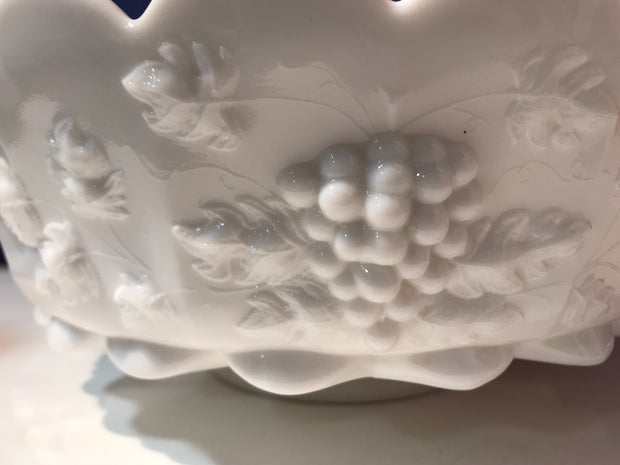 Round Milk Glass Vintage Bowl Paneled Grape by WestMoreland MCM