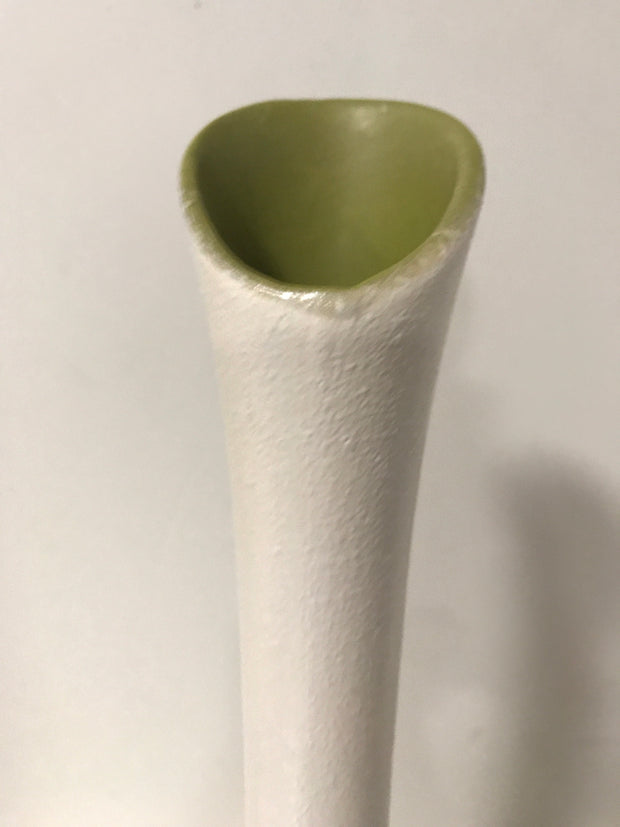 Vintage Royal Haeger Textured White with Green Interior Green Tall Urn 19” Mid Century Modern