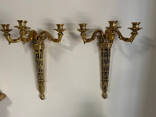 Ornate Metal Wall Sconces Candle Holders Wall Candelabra 2pc Set