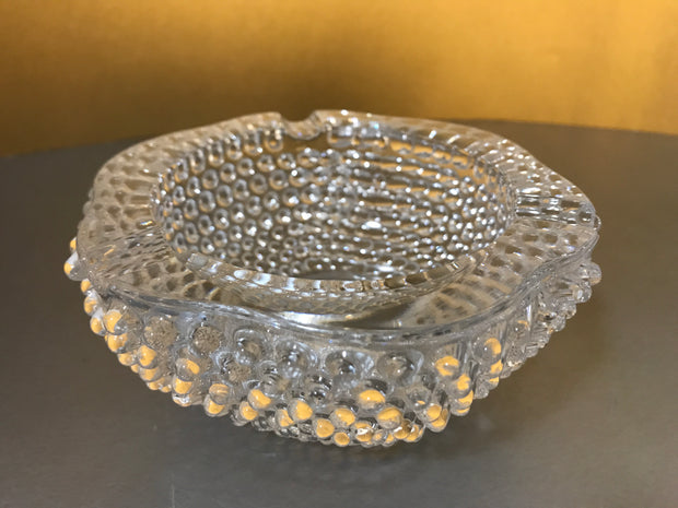 Vintage Clear Glass Hobnail Chunky Ashtray