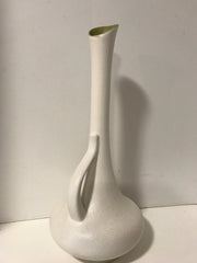Vintage Royal Haeger Textured White with Green Interior Green Tall Urn 19” Mid Century Modern