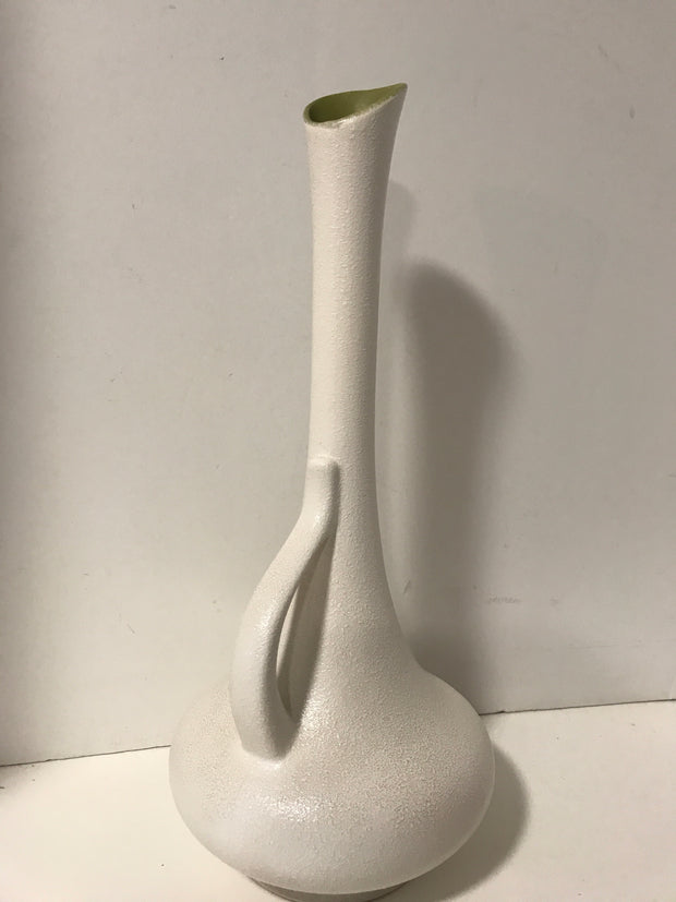 Vintage Royal Haeger Textured White with Green Interior Green Tall Urn 19” Mid Century Modern