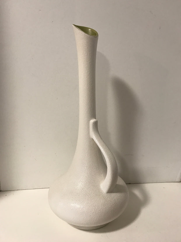 Vintage Royal Haeger Textured White with Green Interior Green Tall Urn 19” Mid Century Modern