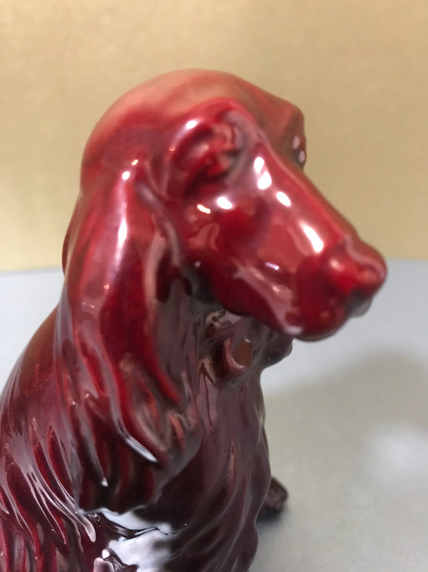 Zsolnay Eosin Porcelain Spaniel Dog Figurine Red Iridescent