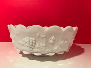 Round Milk Glass Vintage Bowl Paneled Grape by WestMoreland MCM