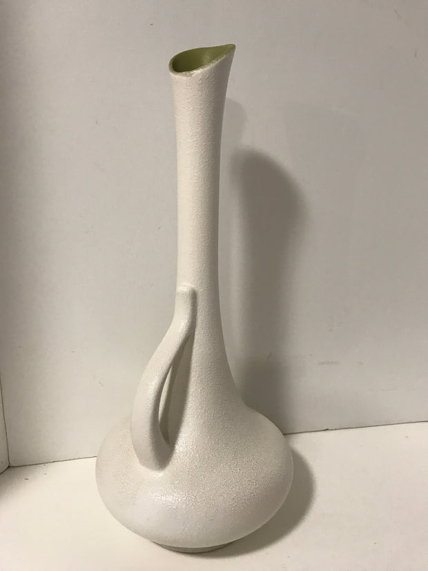 Vintage Royal Haeger Textured White with Green Interior Green Tall Urn 19” Mid Century Modern