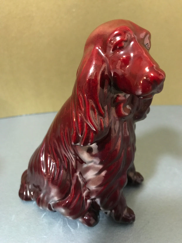 Zsolnay Eosin Porcelain Spaniel Dog Figurine Red Iridescent