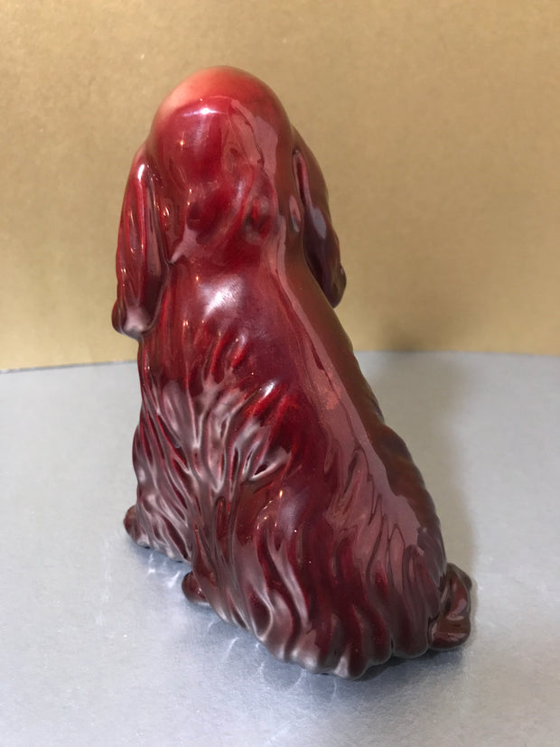 Zsolnay Eosin Porcelain Spaniel Dog Figurine Red Iridescent