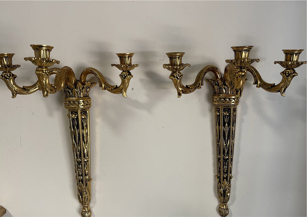 Ornate Metal Wall Sconces Candle Holders Wall Candelabra 2pc Set