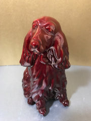 Zsolnay Eosin Porcelain Spaniel Dog Figurine Red Iridescent