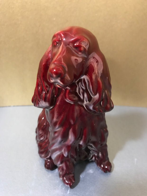 Zsolnay Eosin Porcelain Spaniel Dog Figurine Red Iridescent