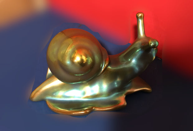 Vintage Zsolnay Eosin Green Hungarian Iridescent Porcelain Hand-painted Snail Set